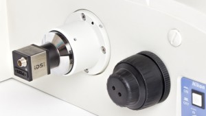 Figure 2 Figure 2. HSVL camera attached to the side-port C-mount adapter on an inverted microscope.